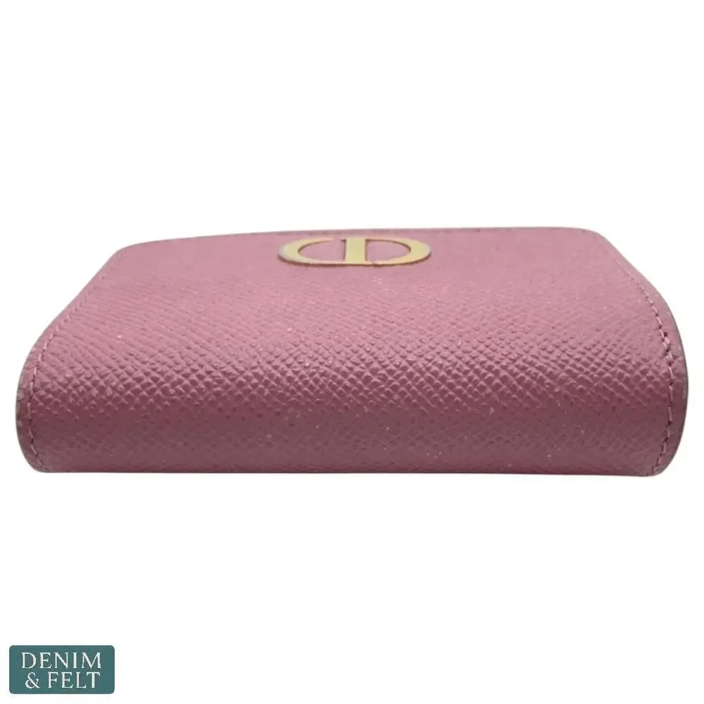 Christian Dior Montaigne 30 Lotus Pink Trifold Compact‎ Wallet Gold Hardware